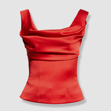 365 Rozie Corsets Womens Red Satin Cowl Neck Corset Size FR42/US10