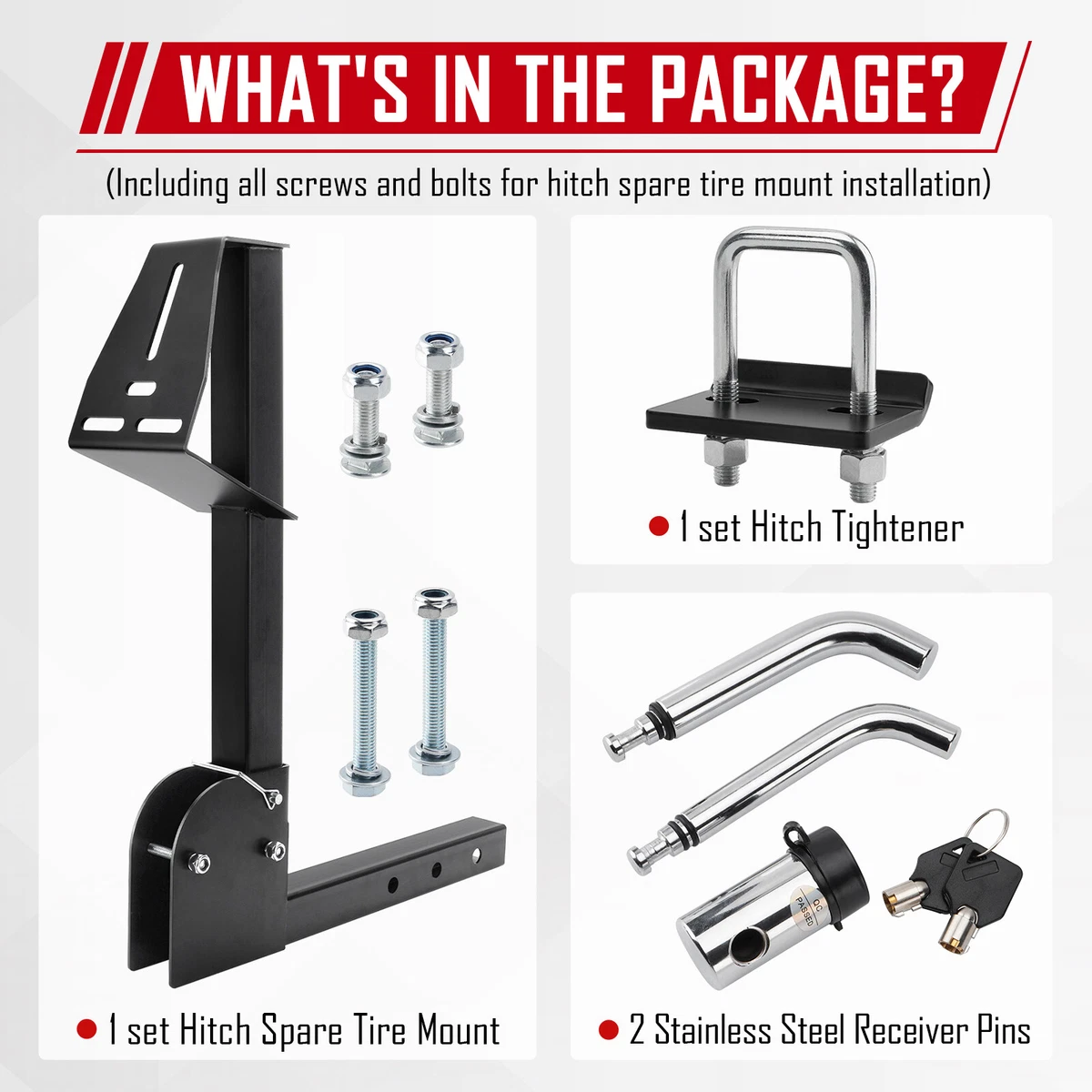 Alloy Steel Heavy Duty Trailer Hitch Spare Tire Carrier Mount for
