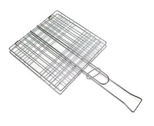 8x8-inch Stainless Steel BBQ Turn-Over Grill Net Clamp - Reversible Liver/Fis...