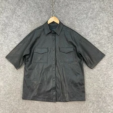 NEW Glassons Womens Jacket Size M Medium Black Short Sleeve Button Front A1003