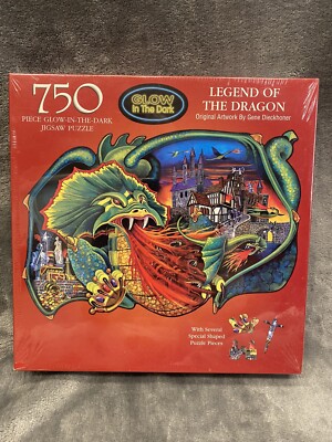Legend of the Dragon Glow in the Dark 750 Piece Puzzle Gene Dieckhoner Holiday