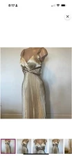 ASPEED U.S.A. Lovely Sequined V neck LONG gold color womens DRESS size Large