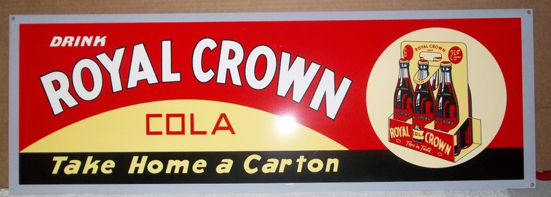 Beautiful Royal Crown Cola 6-Pack Sign. Heavy Sign, Great Colors & Shine