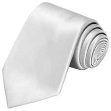 Solid Satin Tie Pure Color Necktie Mens Ties  Gift Box Silver