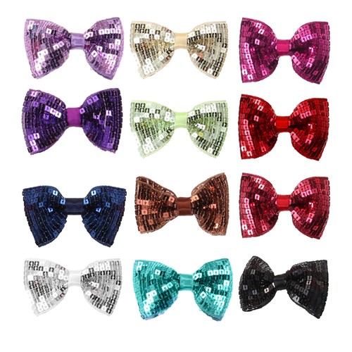 12 Pcs Sequin Hair Accessories Girl Child Ponytail Holder Elastic Tie