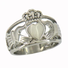 Stainless Steel CELTIC CLADDAGH RING with Celtic Knots