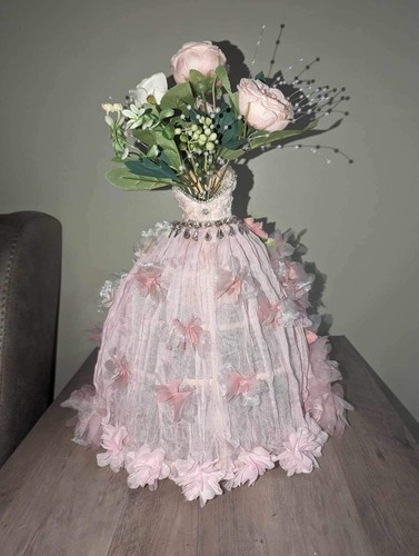 Corset Centerpiece. Mannequin bridal shower Hand made. OOAK. 18 inches tall. - Picture 19 of 24