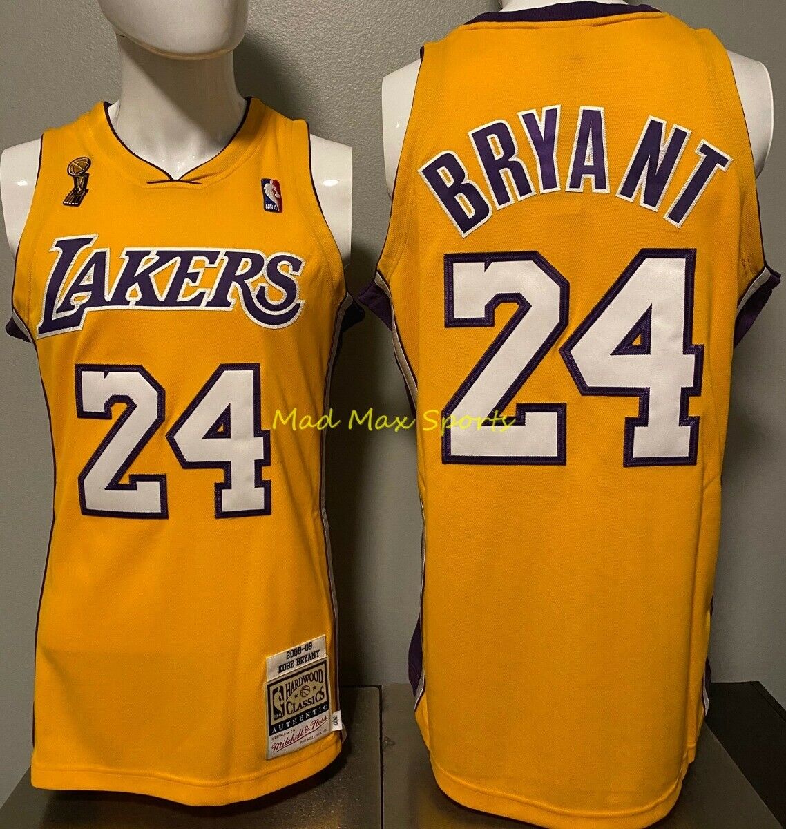 Men's Los Angeles Lakers Kobe Bryant Mitchell & Ness Gold 2008-09 Hardwood  Classics Authentic Player Jersey