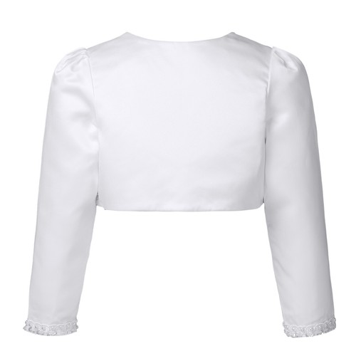 Baby Girls Long Sleeve Satin Bolero Jacket Shrug Communion Church Dress Cover Up - Picture 81 of 125
