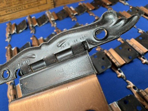 28 C1960 NOS Cabinet Door HINGES & SCREWS, MID MODERN Hardware, Copperplate - Picture 11 of 19