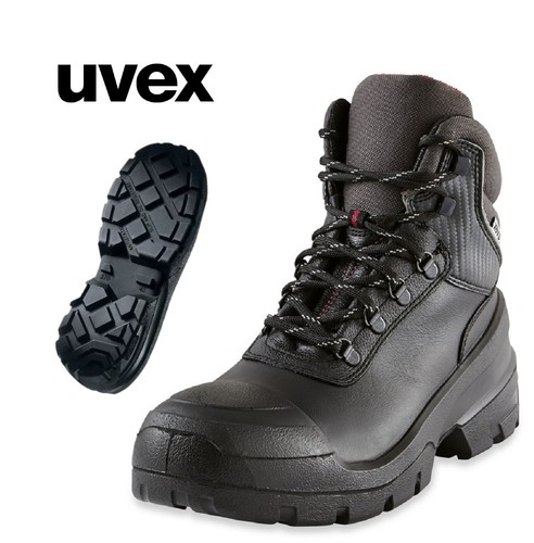 Uvex Safety Boots Quatro Pro Black Leather S3 SRC Bumpercap Steel Toe & Mid-Sole - 第 1/11 張圖片