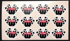 Wynn's Racing Decal / Auto  Sticker Sheet w/ Crossed Checkered Flags 12pc c1970