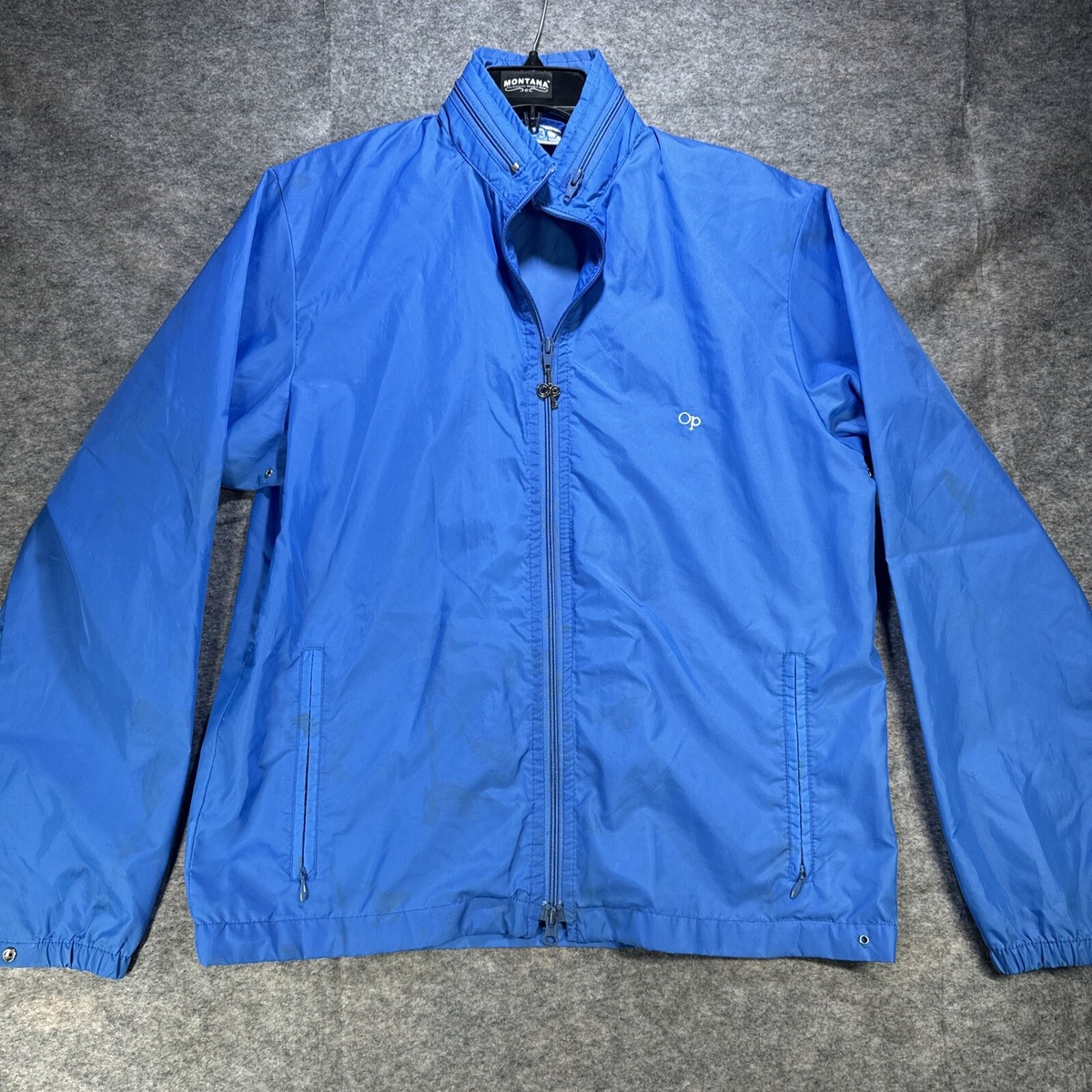 Ocean Pacific OP Nylon Windbreaker Rain Jacket Medium Blue
