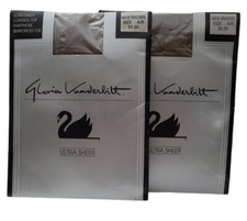 2 Vintage Gloria Vanderbilt Ultra Sheet Control Top Pantyhose "New Brown" SZ A/B
