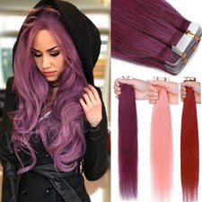 Full Head 40 60pcs Tape In Real Remy Human Hair Extensions Skin Weft Thick Glue