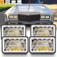 4pcs 4x6 Led Headlight Hi-lo Beam Halo Drl For Eldorado 1975-1985 Seville 76-85 4pcs 4x6 Led Headlight Hi-lo Beam Halo Drl For Eldorado 1975-1985 Seville 76-85