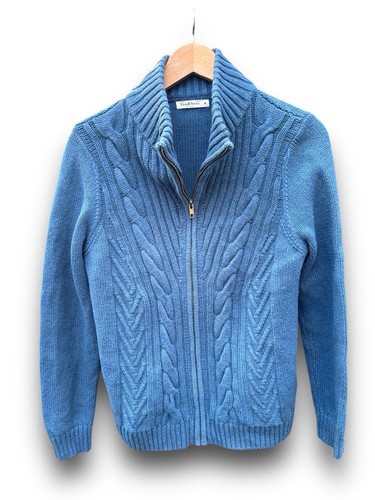 Men’s Woolovers Wool/ Cotton Airforce Blue Chunky Full Zip Cardigan UK Size M