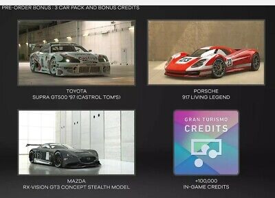 ✓ PS4 PS5 GRAN TURISMO 7 LAUNCH 3X BONUS CAR CODE CARD 100K CR 25th  Anniversary 711719551768