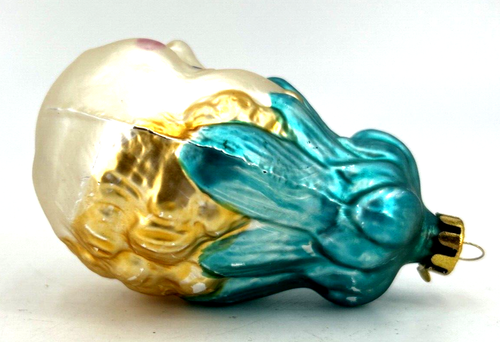 Fairy Elf Pixie Leaf Hat Head Glass Christmas Ornament 3.5" Vintage - Picture 4 of 7