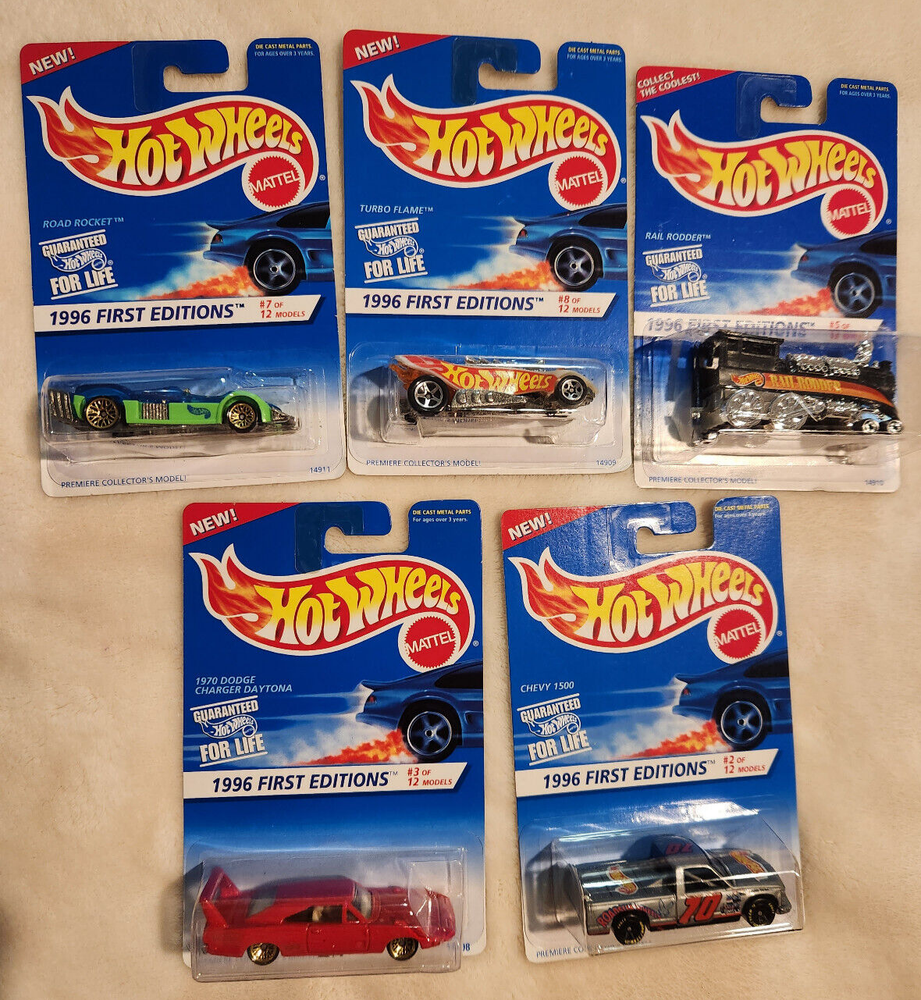 1996 Hot Wheels First Editions Lot of 5  #2, 3, 5, 7, 8 of 12