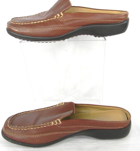 Bass Sandals Women Size 6.5M Brown Leather Slip-on Shoes Block Heel Sandals - Picture 8 of 10