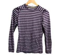 Smartwool Purple Stripe Long Sleeve Crew Neck Women's Sweater Size Small