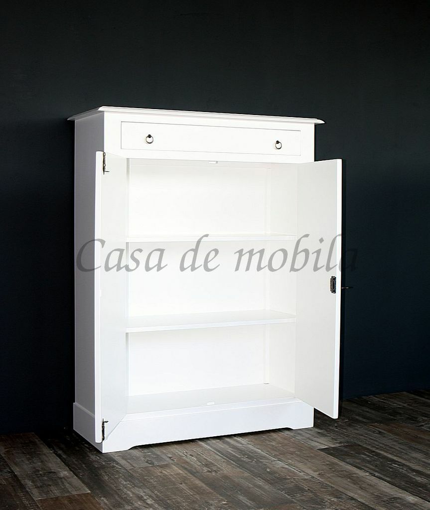 Massivholz Vertiko weiß Wäsche-schrank Anrichte Hoch kommode Highboard Büro Flur