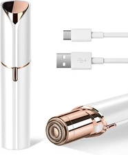 Facial Hair Remover Painless Bikini Lips Chin Armpit Mini Electric Shaver, White