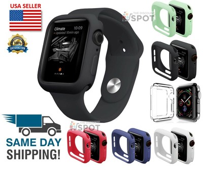 Silicone TPU Bumper Frame Protective Case Cover For Apple Watch Series 4 5 6 7 8