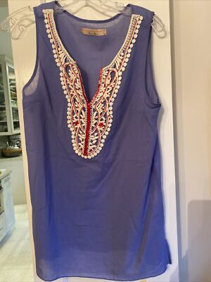 Cache Cache Denim Spirit purple sleeveless tunic top size 3 US L 