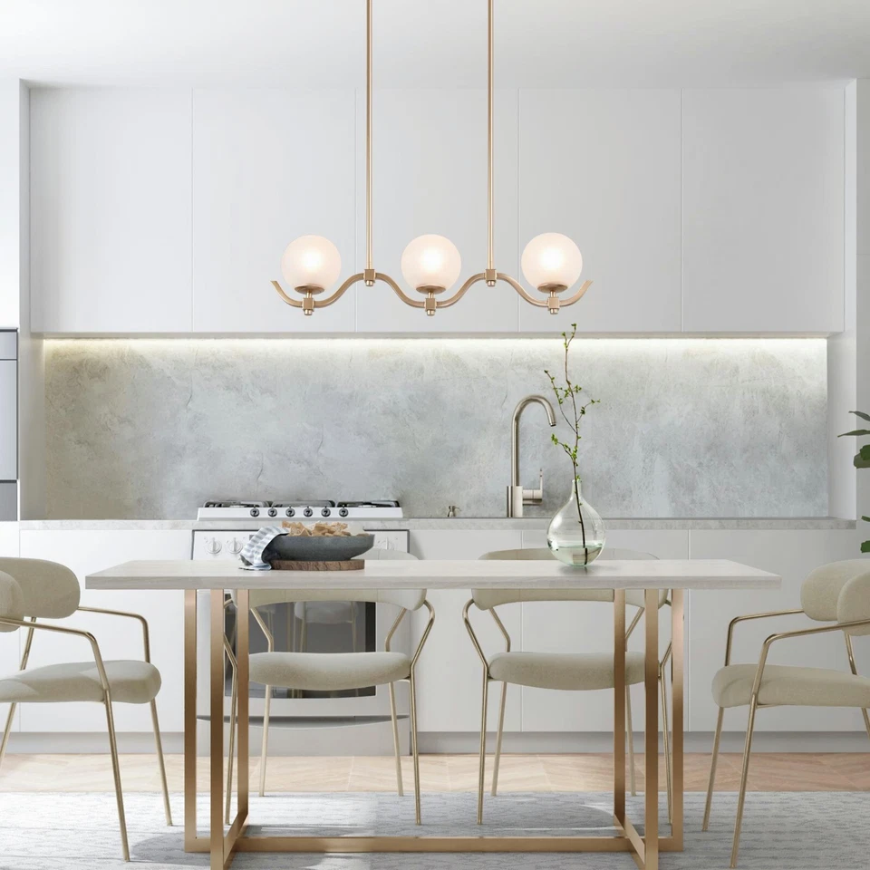 Globo de vidrio opalino y oro mate LNC Ellan de 3 luces moderno/contemporáneo Foto 4 de 4