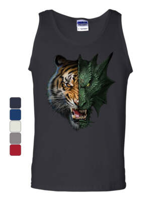 Tiger and Dragon Face Tank Top Animal Beast Fantasy Monster Fang Sleeveless