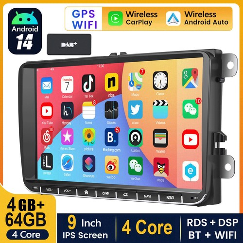 DAB+ Android 14 9' Autoradio Carplay GPS Navi Für VW GOLF 5 6 Touran Polo EOS BT