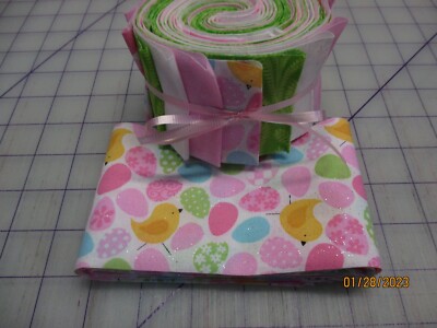 Awesome Sparkly Easter Eggs & Chicks Lap Quilt Kit-Jelly Roll Fabric, Patt.