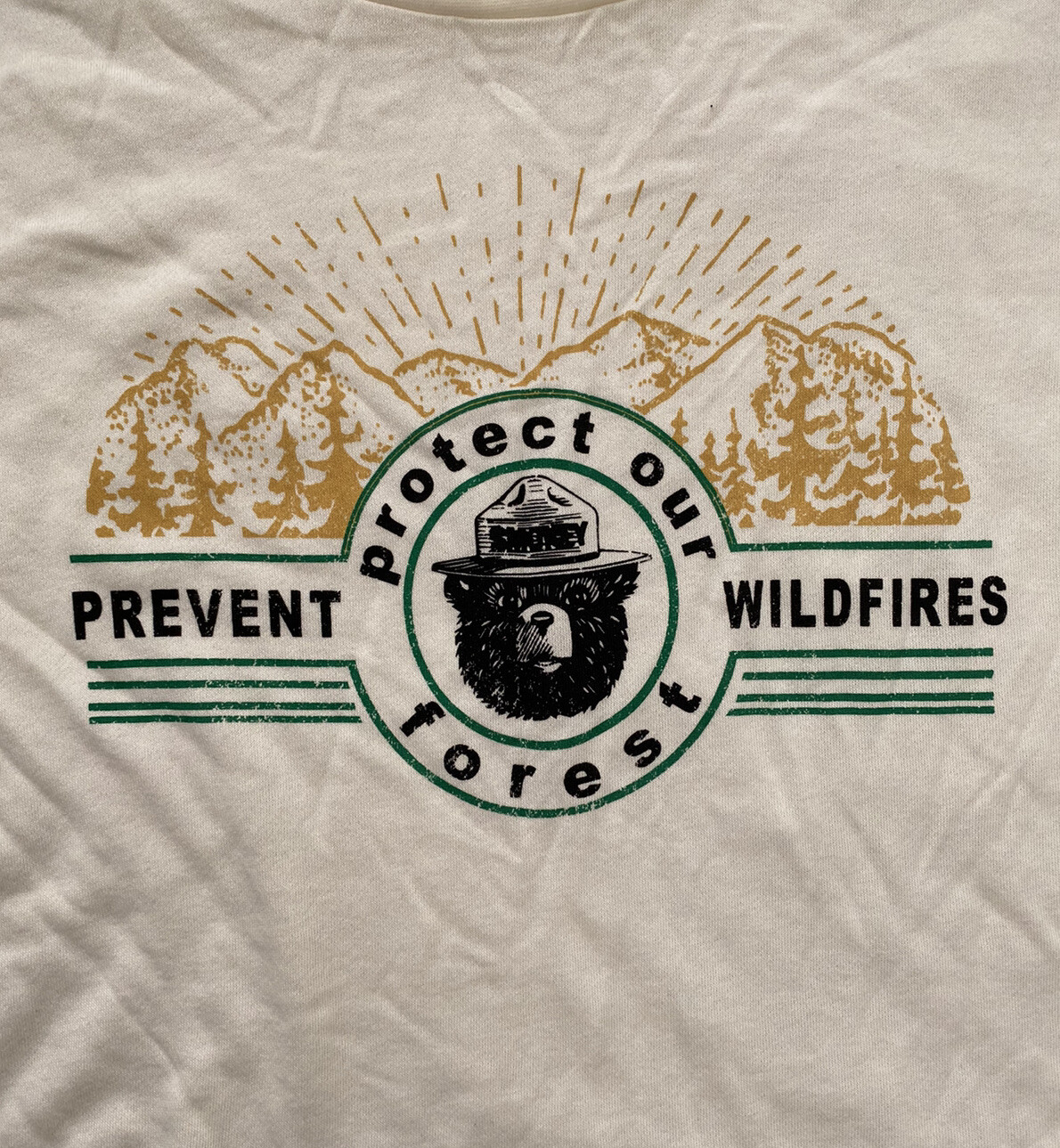 Smokey Bear "Protect Our Forests" Graphic T-Shirt - Heather Green