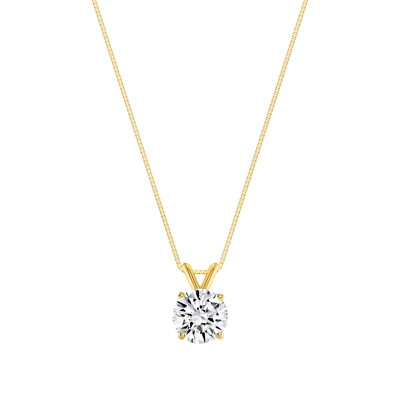1,50 ct runder Brillantschliff massiver 18 K Gelbgold Solitär Anhänger 18'' Halskette