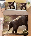 3D Elephant Forest G35 Animal Bed Pillowcases Quilt Duvet Cover Set Queen King W
