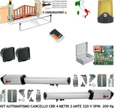 KIT AUTOMATISMO CANCELLO BATTENTE 4 MT 2 MOTORI 220 V. FOTOC INCASSO RADIOC FARO
