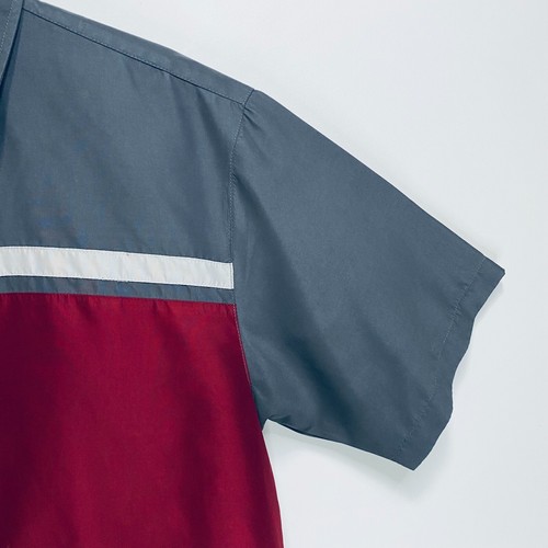 Structure Short Sleeve Button Up Mens Size M Grey Red Stripe Classic Vintage Y2K - Picture 5 of 8