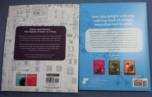 4 ADULT COLORING BOOKS, FLORALS, BUTTERFLY GARDENS, AMAZING WORLD LIKE NEW SC - Picture 2 of 7
