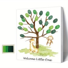 1set Canvas Fingerprint Painting with Wood Frame and 1 box Four color Printing