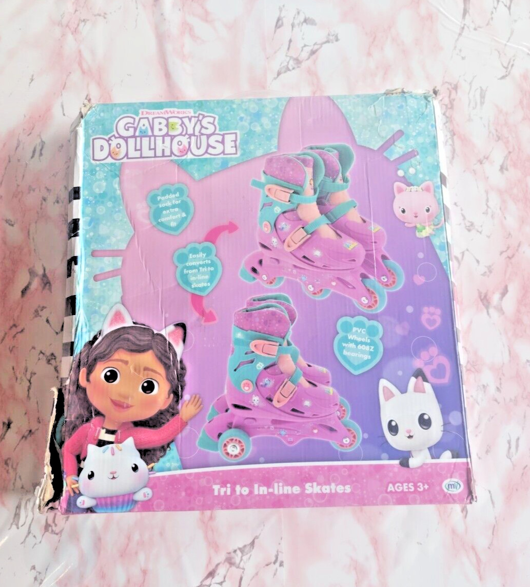 Gabby's Dollhouse Children's Fun Outdoor Adjustable Tri to In-line Skates  S12B