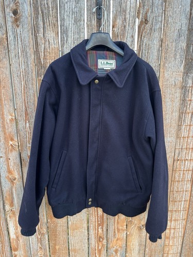 Vintage LL Bean Wool Bomber Jacket Coat Men’s Large, Cotton Lining, Made In USA - Picture 2 of 16