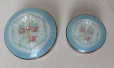 Pair of Matching Guilloche Enamel on Sterling F&B Dresser Trinket Jar 1917
