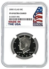 2000 S Kennedy Clad Half Dollar NGC PF69 Ultra Cameo Made In USA Holder