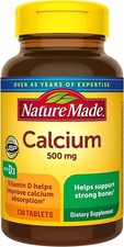 Nature Made Calcium 500 mg, with Vitamin D3 for Immune Support, Tablets, 130...