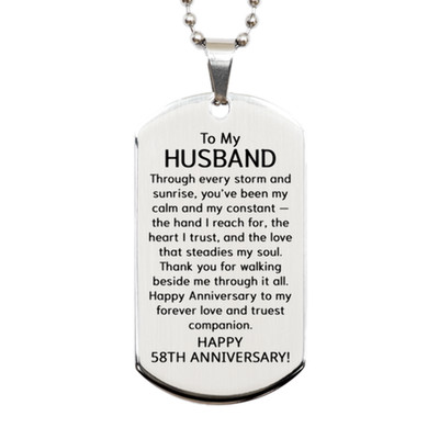 58th Anniversary Necklace for Husband - 58 Years Anniversary Gift for Him - To M