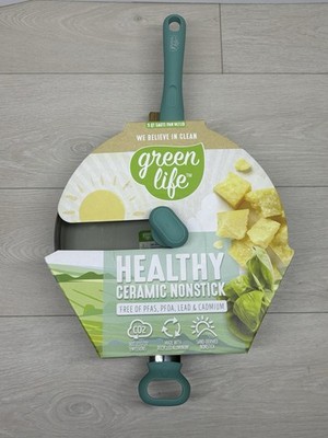 12  5 Quart Green Life Pan With Glass Lid And Handle Brand New