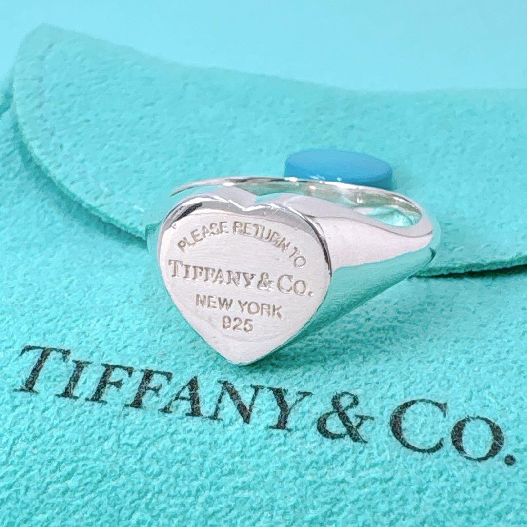 Tiffany Return To Heart Silver Signet Ring Size 13 Jewelry Gift for Her