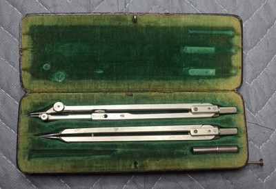 Vintage Dietzgen Drafting Compass Set U.S. Navy Navigator Case Chicago Dividers
